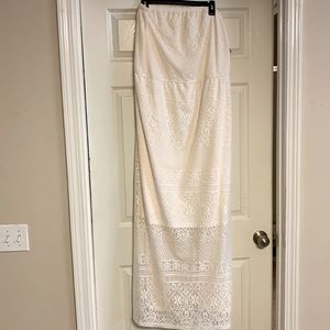 Strapless cream high-low dress